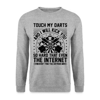 Touch My Darts And I Will Kick You Dart Player Dar - Unisex Sweatshirt - salt & pepper - Front - Alina (178cm) & Michal (187cm)