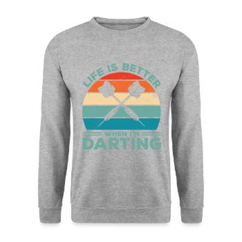 Life Is Better When I'm Throwing Darts Darting Dar - Unisex Sweatshirt - salt & pepper - Front - Alina (178cm) & Michal (187cm)
