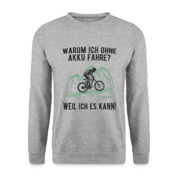 MTB ohne Akku - Fahrrad Radsport Mountainbike - Unisex Pullover - Weißgrau meliert - Vorne - Alina (178cm) & Michal (187cm)