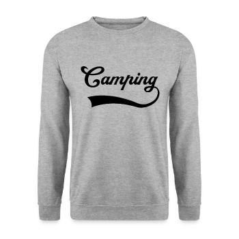 Camping Schriftzug - Unisex Pullover - Weißgrau meliert - Vorne - Alina (178cm) & Michal (187cm)