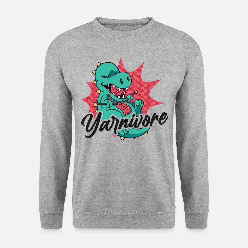 Knitting Knitter Pun Dinosaur - Unisex Pullover - Weißgrau meliert