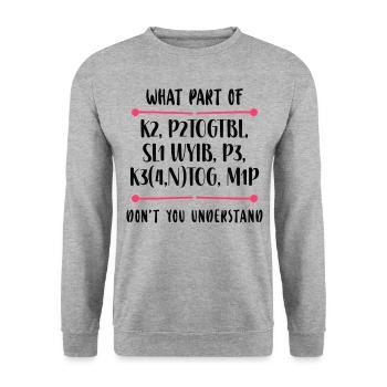 Knitting Knitter What Part Of K2, - Unisex Sweatshirt - salt & pepper - Front - Alina (178cm) & Michal (187cm)