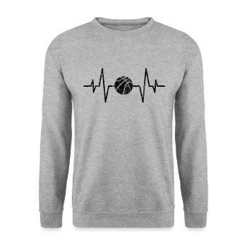 Basketball Herzschlag - Unisex Pullover - Weißgrau meliert - Vorne - Alina (178cm) & Michal (187cm)
