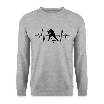 Battement de cœur de hockey sur glace - Sweat-shirt Unisexe - gris chiné - Devant - Alina (178cm) & Michal (187cm)