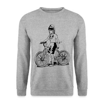Girl on mountain bike, bicycle, bike tour - Unisex Sweatshirt - salt & pepper - Front - Alina (178cm) & Michal (187cm)