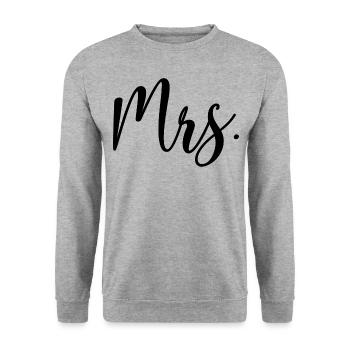 Mrs. Matching Couple Engagement Wedding Honeymoon - Unisex Sweatshirt - salt & pepper - Front - Alina (178cm) & Michal (187cm)
