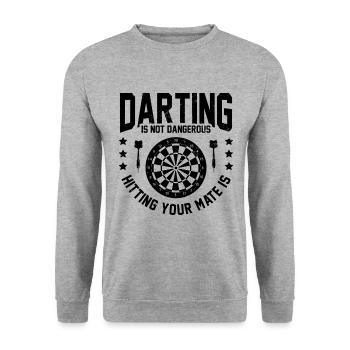 Darting Is Not Dangerous Hitting Your Mate Is Dart - Unisex Sweatshirt - salt & pepper - Front - Alina (178cm) & Michal (187cm)