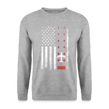 Contrôleur de la circulation aérienne Pavillon américain - Sweat-shirt Unisexe - gris chiné - Devant - Alina (178cm) & Michal (187cm)