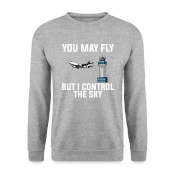 vous pouvez voler i contrôle contrôleur de la circulation aérienne - Sweat-shirt Unisexe - gris chiné - Devant - Alina (178cm) & Michal (187cm)