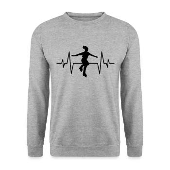 Inline skaten Herzschlag - Unisex Pullover - Weißgrau meliert - Vorne - Alina (178cm) & Michal (187cm)