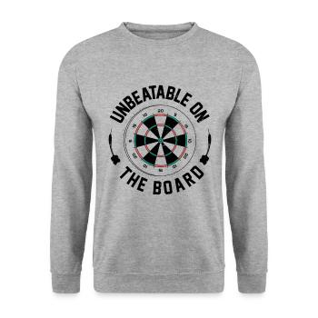 Unbeatable On The Board Dart Player Darting Darts - Unisex Sweatshirt - salt & pepper - Front - Alina (178cm) & Michal (187cm)