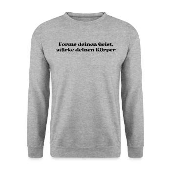 Pilates - Forme deinen Geist, stärke deinen - Unisex Pullover - Weißgrau meliert - Vorne - Alina (178cm) & Michal (187cm)