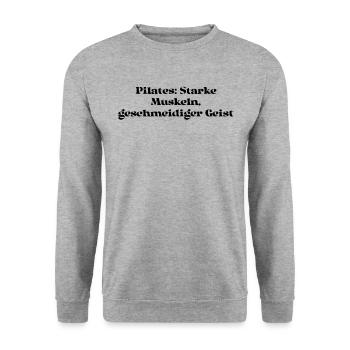 Pilates - Pilates: Starke Muskeln, geschmeidiger - Unisex Pullover - Weißgrau meliert - Vorne - Alina (178cm) & Michal (187cm)