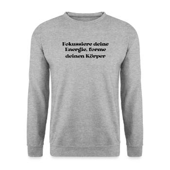 Pilates - Fokussiere deine Energie, forme deinen - Unisex Pullover - Weißgrau meliert - Vorne - Alina (178cm) & Michal (187cm)