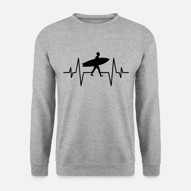 Surfen Surfer Herzschlag - Unisex Pullover - Weißgrau meliert