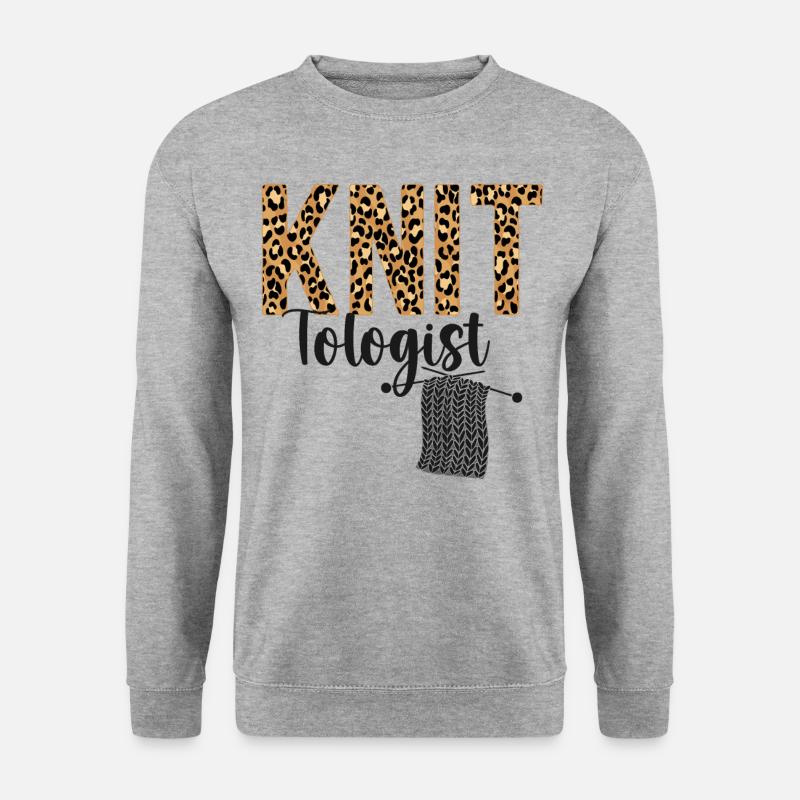 Knitting Knitter Leopard Cheetah - Unisex Pullover - Weißgrau meliert