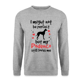 Podenco is not perfect Spanish Podenco - Unisex Sweatshirt - salt & pepper - Front - Alina (178cm) & Michal (187cm)
