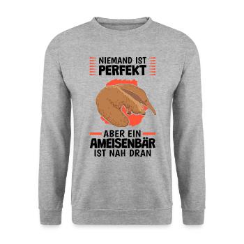 Ameisenbären sind perfekt Ameisenbär - Unisex Pullover - Weißgrau meliert - Vorne - Alina (178cm) & Michal (187cm)