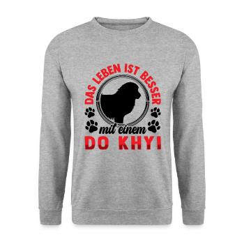 Leben mit Do Khyi Tibetmastiff Tibetdogge - Unisex Pullover - Weißgrau meliert - Vorne - Alina (178cm) & Michal (187cm)