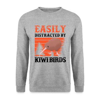 Kiwi Vogel abgelenkt durch Neuseeland Kiwi - Unisex Pullover - Weißgrau meliert - Vorne - Alina (178cm) & Michal (187cm)