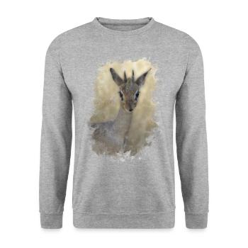 Dik Dik - Antilope - Gazelle - Afrika - Unisex Pullover - Weißgrau meliert - Vorne - Alina (178cm) & Michal (187cm)