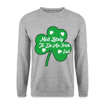 Most Likely To Do An Irish Exit - Unisex Sweatshirt - salt & pepper - Front - Alina (178cm) & Michal (187cm)