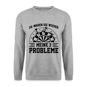 Da Waren Sie Wieder Meine Drei Probleme Dartboard - Unisex Pullover - Weißgrau meliert - Vorne - Alina (178cm) & Michal (187cm)