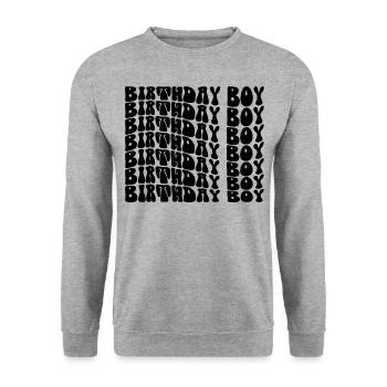 Birthday Boy - Groovy Retro Vintage Birthday - Sweat-shirt Unisexe - gris chiné - Devant - Alina (178cm) & Michal (187cm)