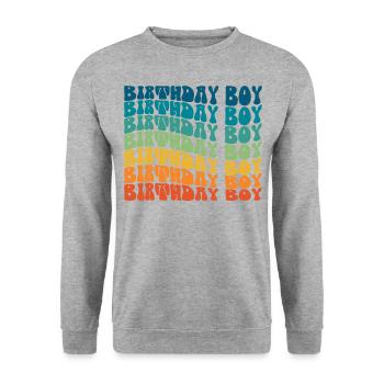 Anniversaire Garçon Groovy Rétro Vintage Anniversaire - Sweat-shirt Unisexe - gris chiné - Devant - Alina (178cm) & Michal (187cm)