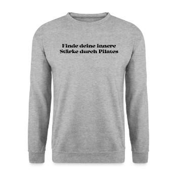 Pilates - Finde deine innere Stärke durch Pilates - Unisex Pullover - Weißgrau meliert - Vorne - Alina (178cm) & Michal (187cm)