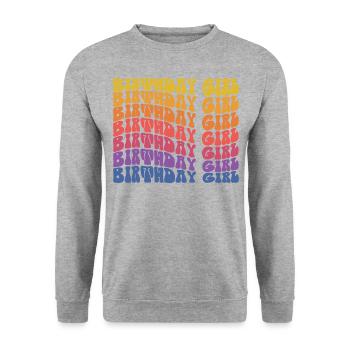 Anniversaire Fille Groovy Vintage Rétro Anniversaire - Sweat-shirt Unisexe - gris chiné - Devant - Alina (178cm) & Michal (187cm)