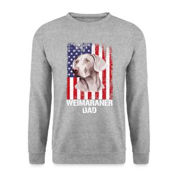 Weimaraner Dad American Flag, Weimaraner Dog - Unisex Sweatshirt - salt & pepper - Front - Alina (178cm) & Michal (187cm)