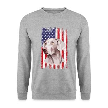 Weimaraner Dad American Flag, Weimaraner Dog - Unisex Sweatshirt - salt & pepper - Front - Alina (178cm) & Michal (187cm)