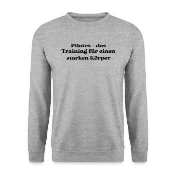 Pilates - Pilates - das Training für einen - Unisex Pullover - Weißgrau meliert - Vorne - Alina (178cm) & Michal (187cm)
