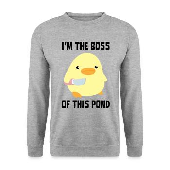 I’m The Boss - Canard au couteau Ente mit Messer - Sweat-shirt Unisexe - gris chiné - Devant - Alina (178cm) & Michal (187cm)