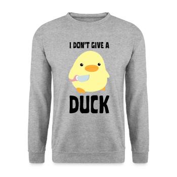 I Don't Give A Duck - Funny Duck with knife Meme - Unisex Sweatshirt - salt & pepper - Front - Alina (178cm) & Michal (187cm)