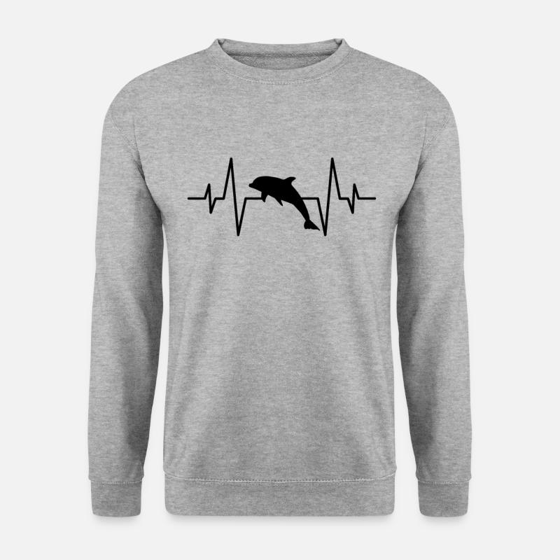 Delfin Herzschlag - Unisex Pullover - Weißgrau meliert