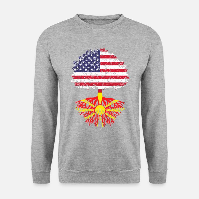 Macédoine drapeau américain, arbre macédoine - Sweat-shirt Unisexe - gris chiné