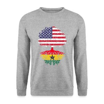 Ghana American Flag, Tree Ghana - Unisex Sweatshirt - salt & pepper - Front - Alina (178cm) & Michal (187cm)