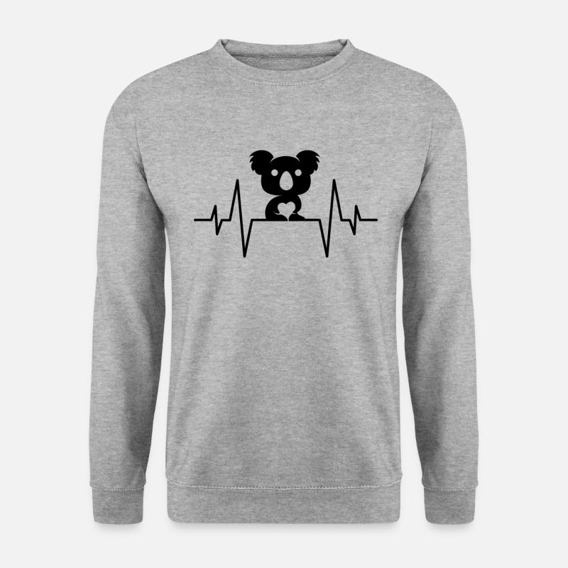 Koala Herzschlag - Unisex Pullover - Weißgrau meliert