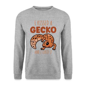 I kissed a Gecko and I liked it - Unisex Pullover - Weißgrau meliert - Vorne - Alina (178cm) & Michal (187cm)