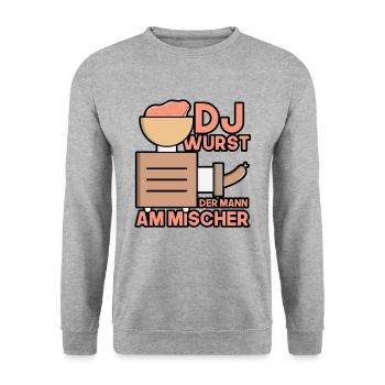 Dj wurst der mann am mischer Metzger - Unisex Pullover - Weißgrau meliert - Vorne - Alina (178cm) & Michal (187cm)