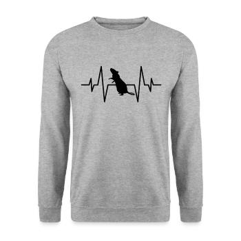 Maus Herzschlag - Unisex Pullover - Weißgrau meliert - Vorne - Alina (178cm) & Michal (187cm)