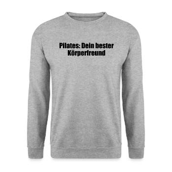 Pilates - Pilates: Dein bester Körperfreund - Unisex Pullover - Weißgrau meliert - Vorne - Alina (178cm) & Michal (187cm)