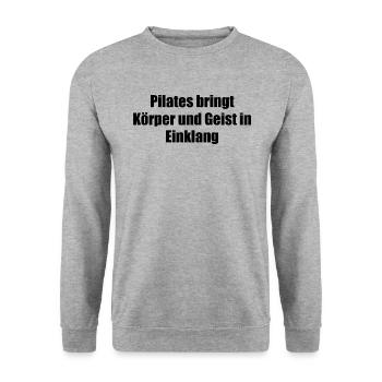 Pilates - Pilates bringt Körper und Geist in - Unisex Pullover - Weißgrau meliert - Vorne - Alina (178cm) & Michal (187cm)