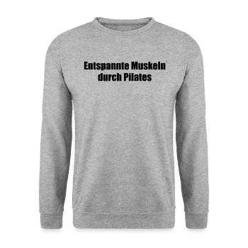 Pilates - Entspannte Muskeln durch Pilates - Unisex Pullover - Weißgrau meliert - Vorne - Alina (178cm) & Michal (187cm)