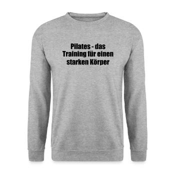 Pilates - Pilates - das Training für einen - Unisex Pullover - Weißgrau meliert - Vorne - Alina (178cm) & Michal (187cm)