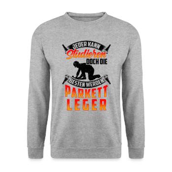 Parkettleger werden die Besten Fußbodenleger - Unisex Pullover - Weißgrau meliert - Vorne - Alina (178cm) & Michal (187cm)