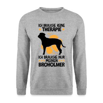 Brauche nur meinen Broholmer Dänische Dogge - Unisex Pullover - Weißgrau meliert - Vorne - Alina (178cm) & Michal (187cm)