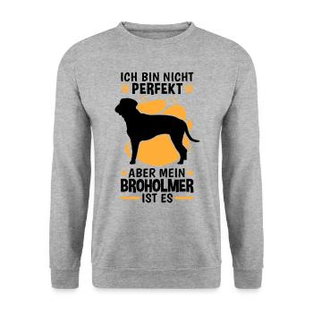 Mein Broholmer ist perfekt Dänische Dogge - Unisex Pullover - Weißgrau meliert - Vorne - Alina (178cm) & Michal (187cm)